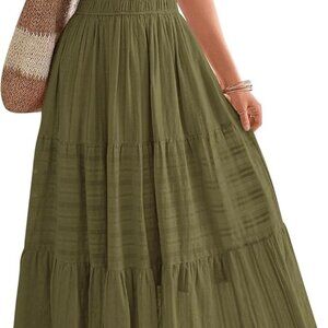 Womens Summer 2025 Casual Midi Maxi Dresses Lightweight Short Sleeve V Neck Elas